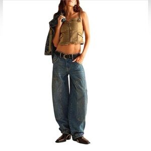 NWOT FREE PEOPLE x We The Free Loren High Rise Carpenter Barrel Jeans SZ 28